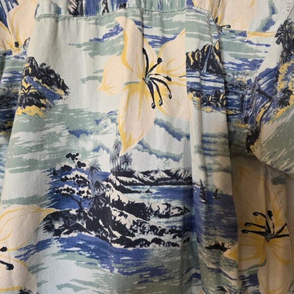 Vintage Cherokee Waikiki Wear Hawaiian Aloha Shirt Men’s Small Blue Floral - Picture 9 of 11